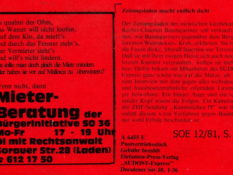 1981 | Zeitungsladen macht endlich&nbsp;dicht!