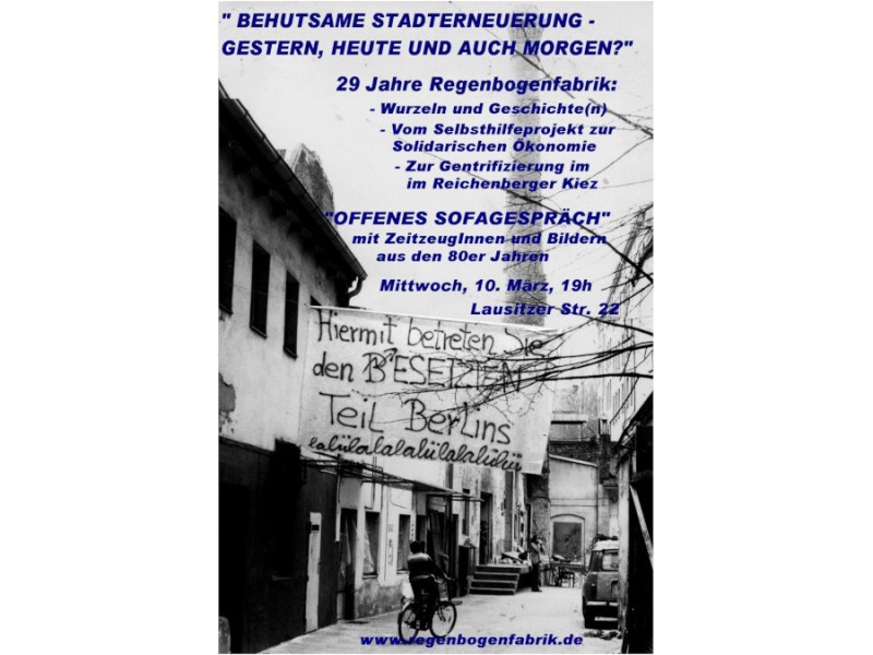 2010 | Veranstaltung zum Fabrikgeburtstag: Behutsame Stadterneuerung – gestern, heute und auch morgen? Offenes Sofagespräch mit Zeitzeug:innen und Bildern aus den 80er&nbsp;Jahren